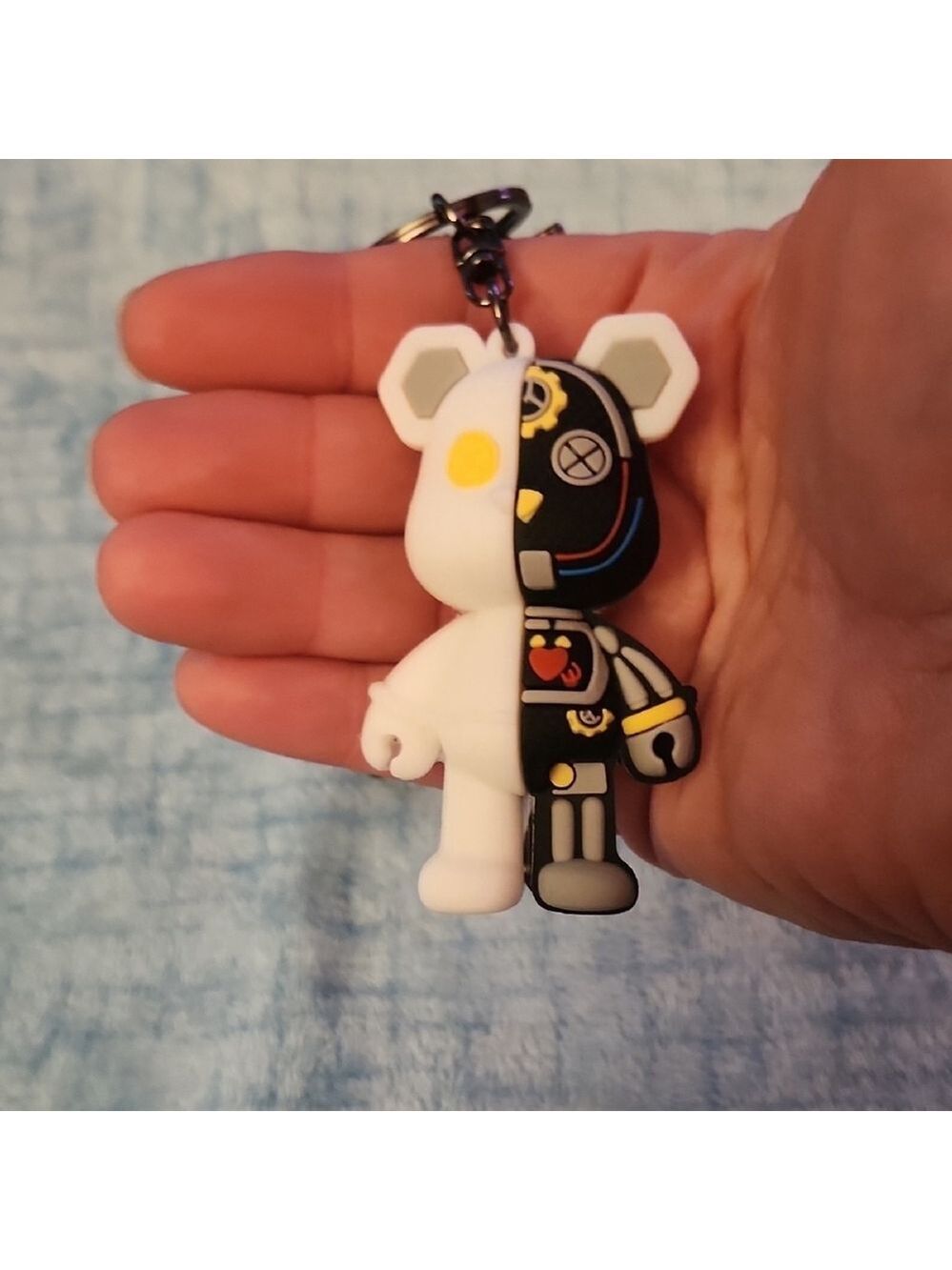 Teddy Bear Black and White Keychain be used as a bag charm - Picture 6 of 9
